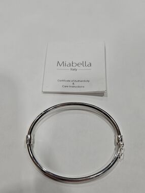 Miabella Italy Sterling Silver Hinged Bangle Bracelet